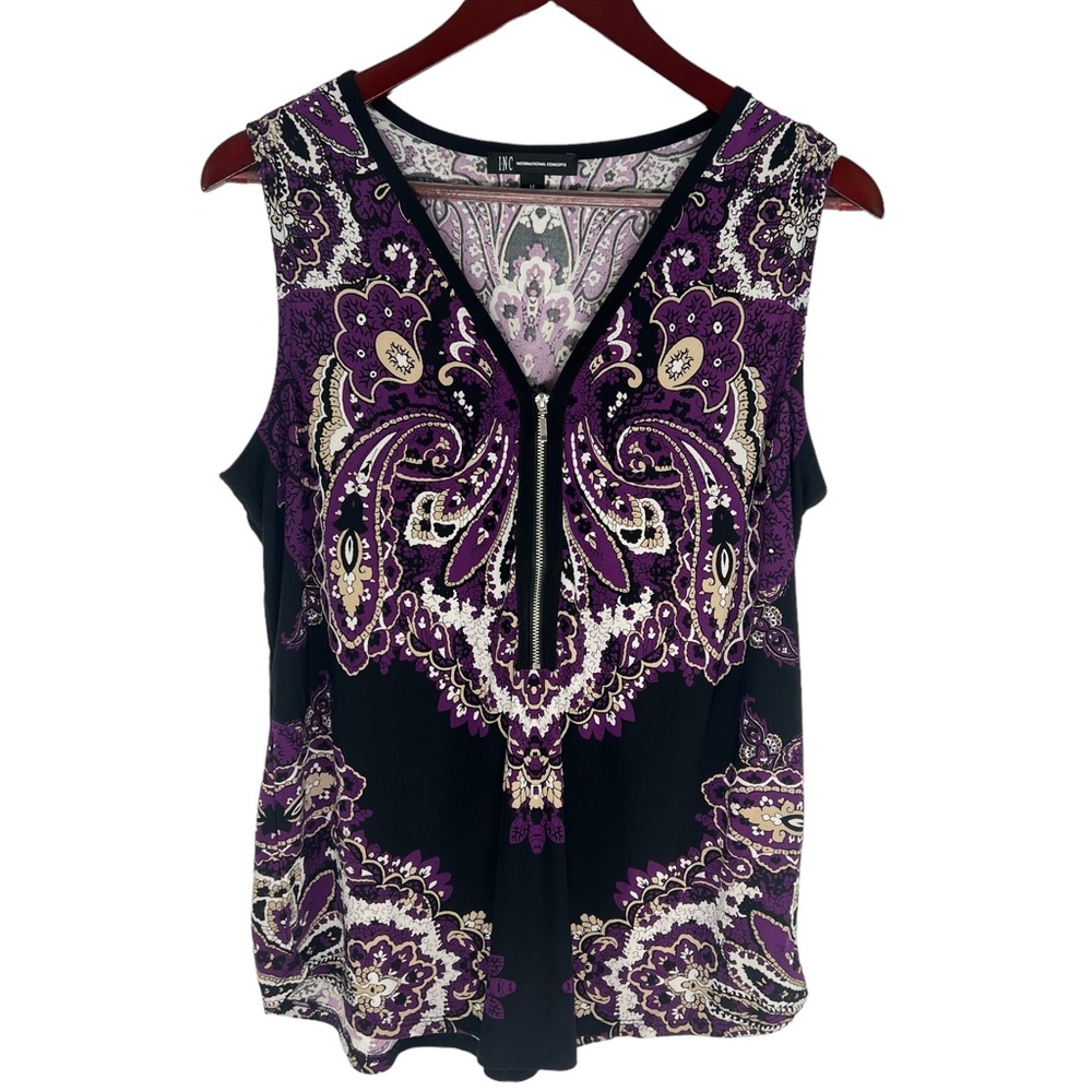 INC Sleeveless Zip Front Blouse
